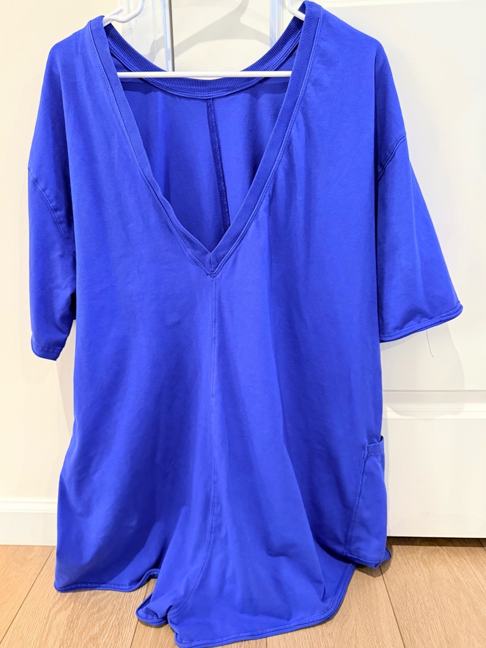 Free People Movement Hot Shot Romper -Blue Short Sleeve with Pockets - Picture 3 of 9